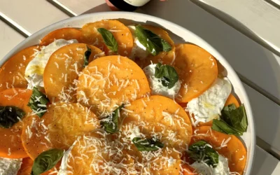 Ensalada de Persimón, Mozzarella y Albahaca